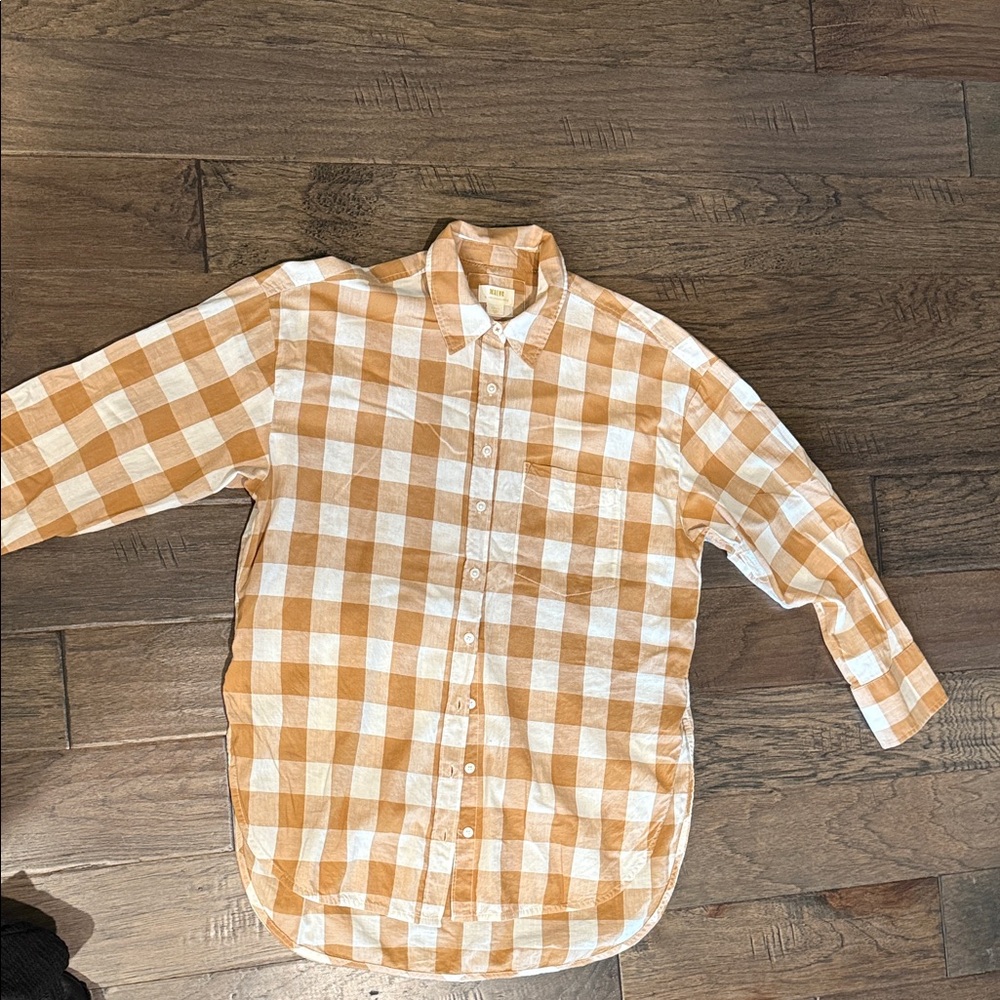 Maeve Orange and White Checkered Women's Shirt